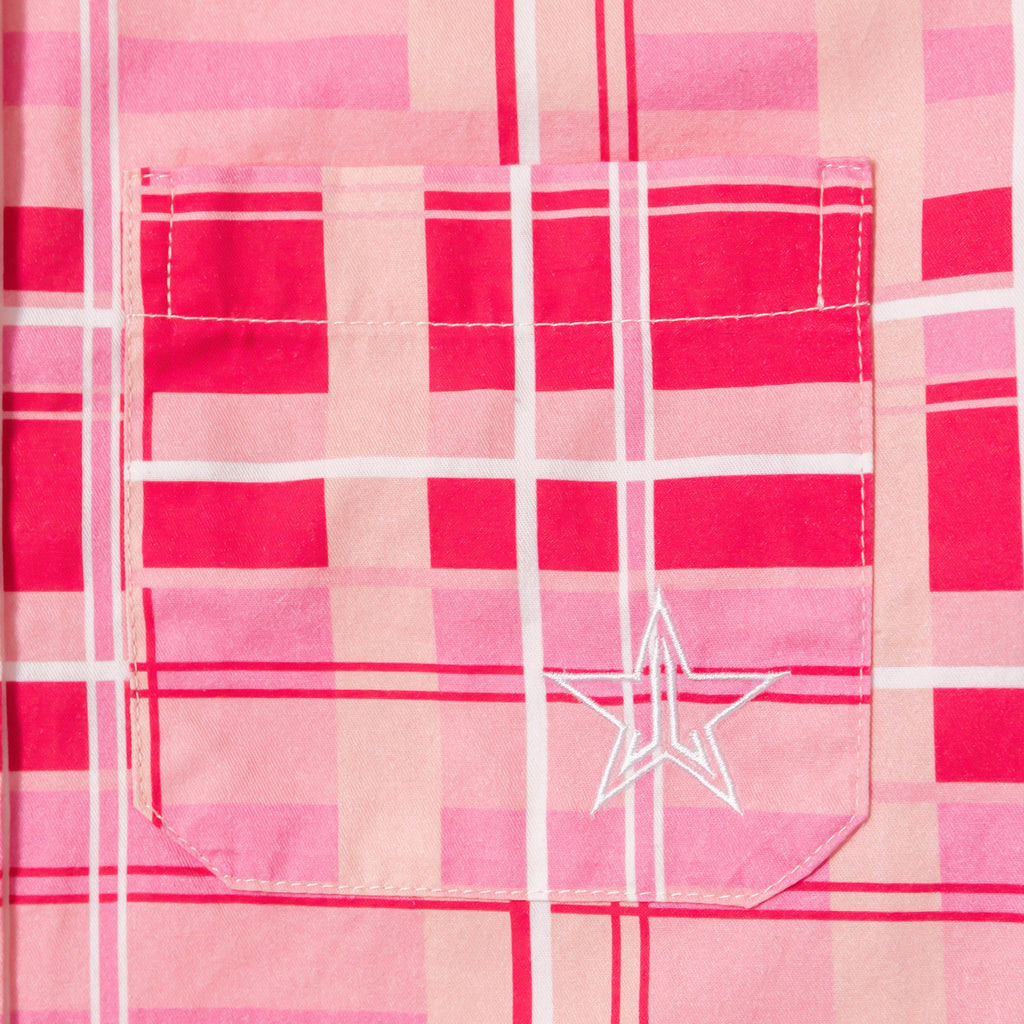 Pink Plaid Western Shirt with Snap Buttons